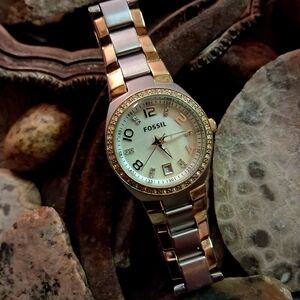 Fossil Women's Two-Tone Crystal Watch